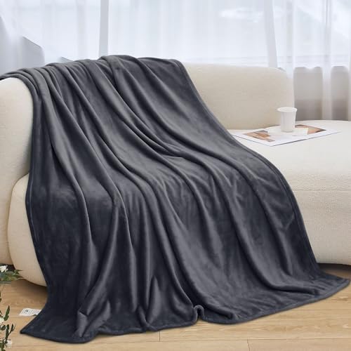 Fleece Blankets Twin Size, Silky Flannel Fuzzy Blanket for All Season, Cozy Lightweight Blanket for Couch, Bed, Sofa, 60" x 80", Gray - color: Gray, size: Twin