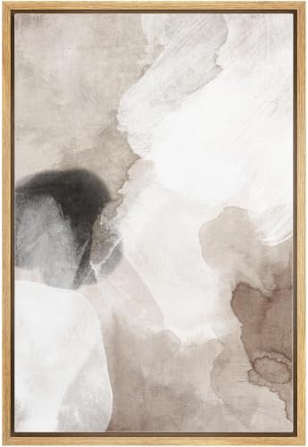 SIGNWIN Framed Canvas Print Wall Art Pastel Grunge Watercolor Gray Shapes Illustrations Modern Art Minimalism for Living Room, Bedroom, Office - 24"x36" Natural - color: A04-2308-irs20, size: 36"L x 24"W