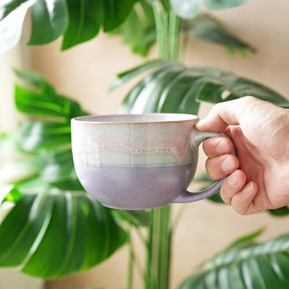 Bosmarlin Extra Large Ceramic Coffee Mug, 23 Oz, Microwave and Dishwasher Safe, Big Oversized Tea Cup for Office and Home, Reactive Glaze (Purple) - color: Purple