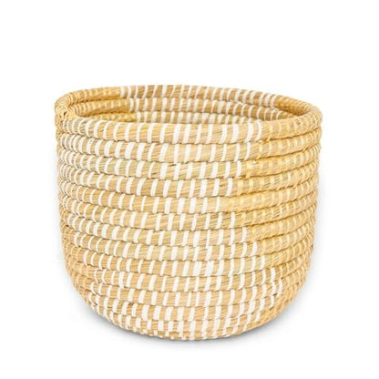 Small Grass Gold Ribbon Basket (10" Small) - size: 10" Tall