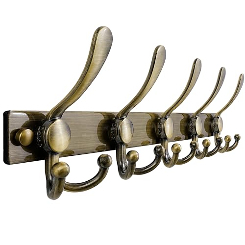 Coat Rack Wall Mount, Heavy Duty 12-Gauge Base vs Flimsy 1mm, Double-Thick Solid Anti-Snap Hooks, 16” Stud-Mount, Stainless Steel Hanger for Clothes Hat Entryway Closet Mudroom, Bronze - color: Bronze, size: L=17" (1pcs)