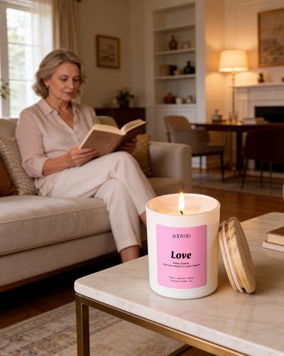 AOOVOO Healing Candles Set for Women - 4 Pack Soy Candles for Home Scented | Aromatherapy Candle with Crystals, Rhodonite Gratitude /Clear Quartz Appreciation /Aventurine Blessing /Rose Quartz Love - style: Healing Candles Set