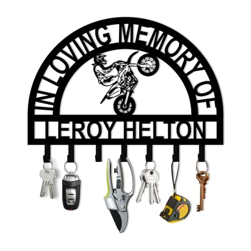 Personalized Motorcycle Key Holder for Wall, Custom Name Metal Key Holder, Coat Hooks, Jacket Hanger Organizer, Home Decor for Garage Entryway Office, Motorcycle Gifts Color09 - color: Color09