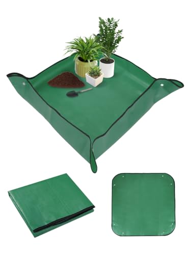 Extra Large Repotting Mat for Indoor Plant Transplanting and Mess Control Thickened Waterproof Potting Tray Foldable Potting Mat Portable Gardening Mat Garden Gifts(39.5"x 39.5") Drark Green - size: 39.5 x 39.5 Inch, Dark Green