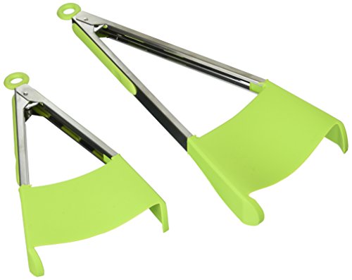Clever Tongs 2 In 1 Kitchen Spatula & Tongs Non-Stick, Heat Resistant, Stainless Steel Frame, Silicone & Dishwasher Safe, As Seen on TV, 4 Pack (Includes 2 Large & 2 Small)