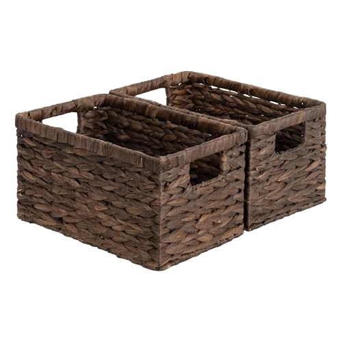 StorageWorks Storage Baskets for Organizing,Hyacinth Storage Baskets,2-Pack | Water Hyacinth Baskets for Shelves, Decorative Baskets for Home Decor, Decorative Baskets for Shelves, Woven Baskets - color: Brown (Water Hyacinth), size: 2x 13"L x 8¼"W x 7"H