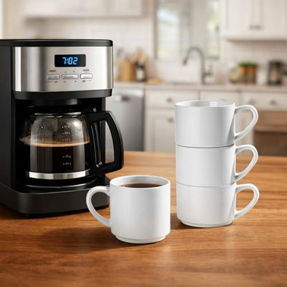 GBhome 14 OZ Coffee Mugs Set of 6, Stackable Matte White Coffee Cups Set | Modern Ceramic Coffee Mugs for Men,Women, Cappuccino/Espresso. Dishwasher&Microwave Safe - color: Matte White