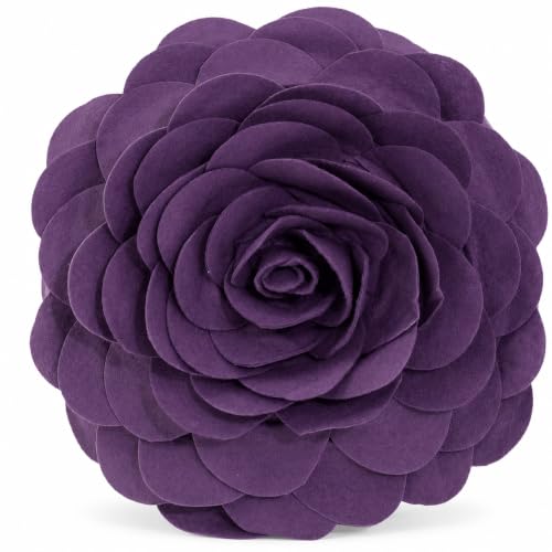 Fennco Styles Eva's Flower Garden Decorative Filled Throw Pillow 13" Round - Violet Floral Accent Pillow for Home, Couch, Bed, Living Room, Holiday and Office Décor - color: Violet