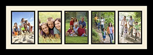 ArtToFrames Collage Photo Frame Single Mat with 5-5x7 Openings with Satin Black Frame and Canary mat. - color: 5 - 5x7 - (2137), size: Canary