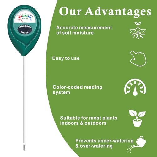 XLUX Plant Soil Moisture Meter, for Indoor and Outdoor use, Battery-Free | Since 2015, instant read, anti-rust 304 SST probe, Clear & Easy-to-Read Display, Single-Probe, less hurts to roots - color: Green