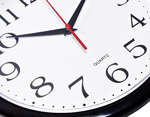 Bernhard Products Black Wall Clocks, 2 Pack Silent Non Ticking 10 Inch Quality Quartz Battery Operated Round Easy to Read Home/Office/School Clock - color: Black, size: 10 Inch - 2 Clocks