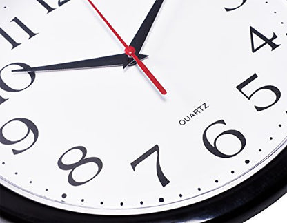 Bernhard Products Black Wall Clocks, 2 Pack Silent Non Ticking 10 Inch Quality Quartz Battery Operated Round Easy to Read Home/Office/School Clock - color: Black, size: 10 Inch - 2 Clocks