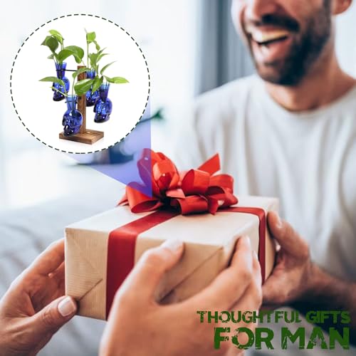 Plants Propagation Stations Skull Glass Propagation Birthday Gift for Women | Garden Plant Lovers - 4 Skull - color: Blue