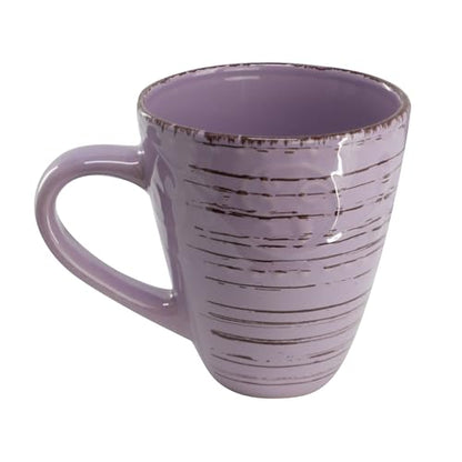 Elama Malibu Mica 16-Piece Stoneware Embossed Pattern Reactive Glaze Purple Dinnerware Set, Tableware, Serveware Set (Mica Purple) - color: Mica Purple