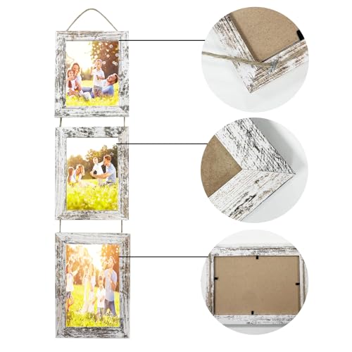 5x7 Wall Hanging Picture Frames Collage with 3 Opening White Frames - color: White, size: 5x7