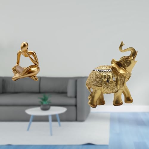 Fenteer Abstract Reader Figurine Thinker Statue Human Figurine Desktop Figurine Crafted Resin Sculpture for Shelf Office Living Room Bedroom Suitable for Gift