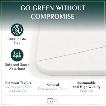 Extra Large Diatomaceous Earth Stone Bath Mat (31.5” x 19.7”) White XL | Fast Absorbent Shower Stone Bath Mat For Bathroom - Quick Dry, Easy Clean and Non-Slip Mat - Instant Drying Diatomite Bathmat - color: White