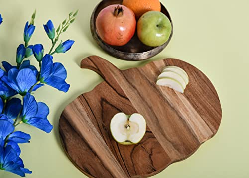 Sophia Art 100% Acacia Wooden Chopping Board, Butcher Block for Vegetables, Cafe and Restaurant, Serving Board,Charcuterie Board Cutting Board, Brown (Pumpkin Board, 12"L x 13"W) - color: Pumpkin Board, 12"L x 13"W