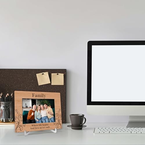 YSTEP Family Where Life Begins And Love Never Ends Picture Frame, Family Photo Frame, Fathers Day, Mothers Day Gifts, Wood 4x6 Picture Frame for Desk Display-B17 - style: Style 4