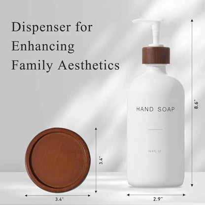 Glass Soap Dispenser, White | Refillable Hand Soap Dispenser, With Tray, Suitable for Bathroom, For Kitchen Sink - color: White H*1