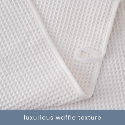 S&T INC. Aura Waffle Bath Towel Set, 6 Pieces, White | 2 Bath Towels, 2 Hand Towels, 2 Wash Cloths, Absorbent Microfiber, Quick-Dry and Lightweight, 420GSM - color: White
