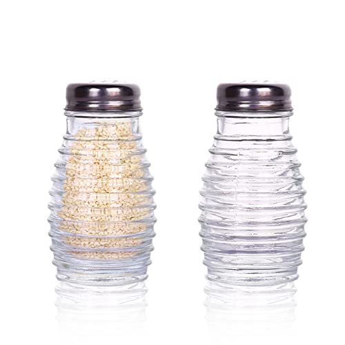 1st Choice Salt and Pepper Shakers with Stainless Tops Set of 2 (Striped Oval Shakers) - style: Striped Oval Shakers