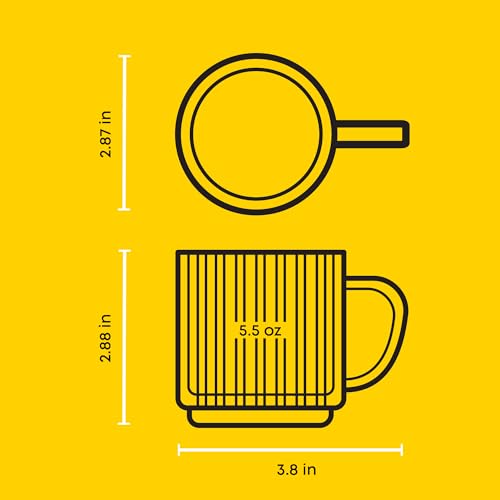 JoyJolt Haven Stackable Fluted Glass Mugs Set of 2, 5.5oz Ribbed Double Wall Glass Coffee Mugs, Stacking Insulated Coffee Cup Set also for Espresso Shot Tea Latte Macchiato Cappuccino - style: Espresso Cups