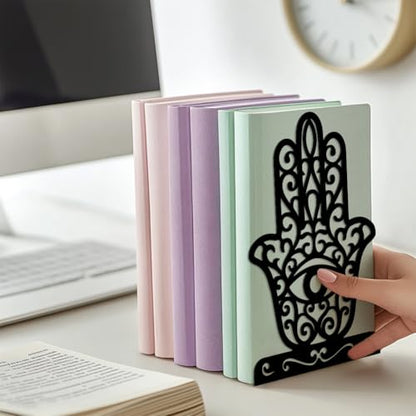 5.3"x4.3"x7.9" Metal Bookends, Heavy Duty Book Ends for Shelves | Eye of The Devil Theme Cast Iron Book Supports, 1 Pair Decor Stoppers for Desk, Library, Office & Home Shelves - style: Eye of The Devil