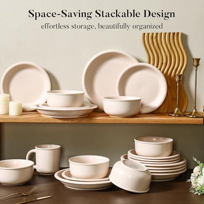 GZG 10.25-Inch Ceramic Dinner Plates, Cream Mist, Set of 4 | Rustic Matte Glaze, Terracotta Stoneware, For Main Course & Everyday Meals, Microwave & Dishwasher Safe - color: Cream Mist, size: 4 pcs Dinner Plate Set