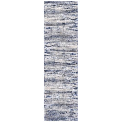 KOZYFLY Modern Washable Rug Runner 2x7 Kitchen Runner Rugs Grey-Blue | Non-Slip, Non-Shedding, Low Pile Soft, Abstract Striped, For Hall Kitchen Entryway Bathroom Laundry Bedroom Foyer - color: Blue-grey, size: 2' x 7' (Runner)