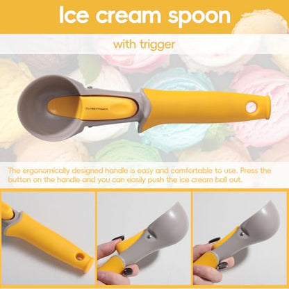 Oneleaf 3-in-1 Kitchen Tool Set, Bottle Opener, Ice Cream Scoop, Vegetable Peeler, Non-Slip Silicone Handle, Stainless Steel Blade, for Home, Camping, Travel, Easy Grip & Effortless Use