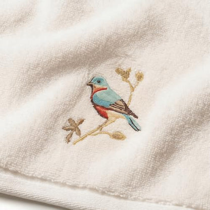 Avanti Linens – Fingertip Towel Set, 100% Cotton Velour Bathroom Towels with Embroidered Songbirds & Absorbent Terry Reverse, Home Decor, Set of 2 (Premier Songbirds Collection)
