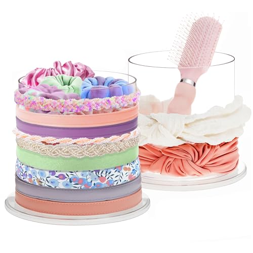 STORi Bella 2-Pack Headband and Scrunchie Holder | Clear Plastic Organizer Display Stand | Holds Hair Ties, Accessories, and Jewelry | Made in USA - style: Headband Holder Set of 2