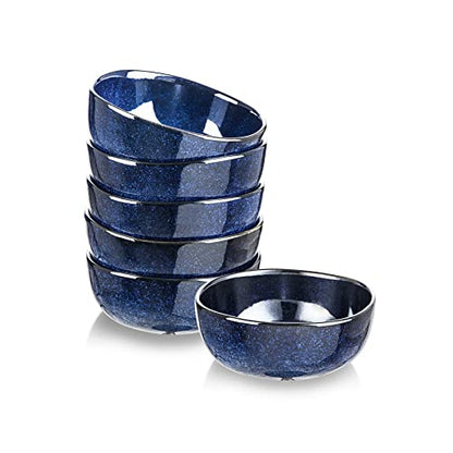 vicrays Ceramic Cereal Bowls - 26 Ounce Porcelain Soup Salad Rice Dessert Cream Set - Chip Resistant Dishwasher Microwave Safe - Set of 6 (Blue) - color: Blue