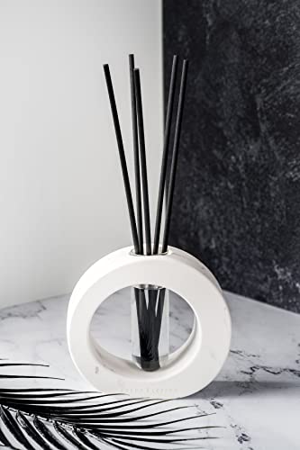Reed Diffuser - Mosaic Collection - Comes with Ceramic Base, Diffuser Sticks, Oil, and Glass Tube - 4 Fl Oz - Round,White Marble