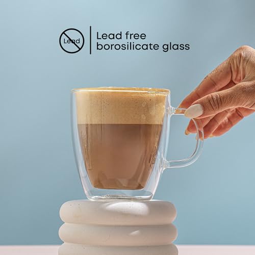 JoyJolt Savor Double Wall Insulated Glasses - Coffee Mugs (Set of 2) - 13.5-Ounces - style: Coffee Cups
