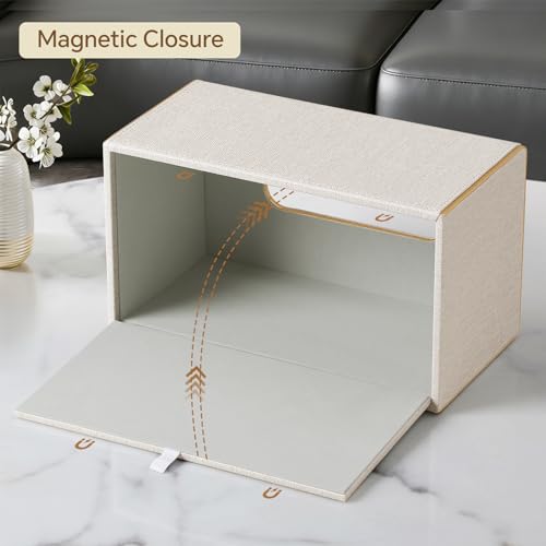 Linen Tissue Box Cover Rectangle with Magnetic Closure, Extra Large | 4 Different Sizes, PU Leather Tissue Box Cover, Decorative Rectangular Tissue Holder for Bathroom Nightstand Car Office - size: Extra Large – Fits Tissue Boxes Up to 4.7" Tall