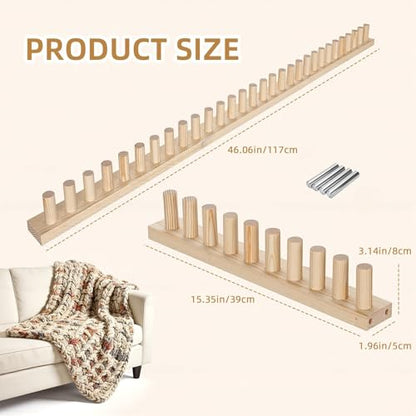 ARTACE 46" Chunky Blanket Loom, Large Adjustable Wooden Loom Frame, Hand Knitting Kit for Adults Beginners, DIY Chunky Throw Blanket Making Kit - size: 46inch