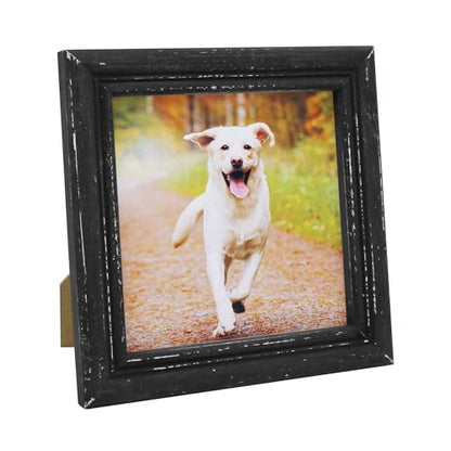 6x6 Picture Frame Made of Solid Wood High Definition Glass Rustic Antique Designs Small Photo Frame for Tabletop Display and Wall Mounting, Distress Black - color: Distress Black B, size: 6" X 6"