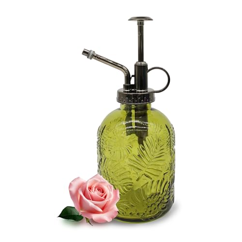 Glass Plant Mister Spray Bottle, 350ML Vintage Plant Spritzer, Succulent Watering Bottle Glass with Top Pump, Small Plants Sprayer Watering Can for Indoor (Yellow Green) - color: Yellow Green