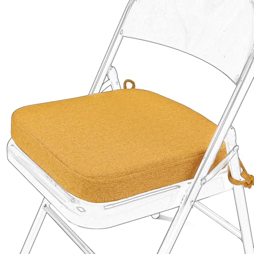 SINOSSO Memory Foam Chair Cushion for Folding Chair 1 Pcs, Thickened 2" Square Kitchen Chair Pad with Ties, Indoor Non-Slip Dining Chair Seat Cushion (1 Piece, Yellow) - color: Yellow