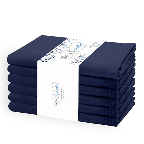 Blue Needles Solid Cloth Napkins Set of 6 Navy Blue 100% Cotton Dinner Napkins 18x18 inches - Soft, Reusable, Absorbent, Washable Linen, Ideal for Wedding Events Farmhouse Parties Hotel & Everyday Use - color: Navy Blue, size: 18" x 18" (Set of 6)