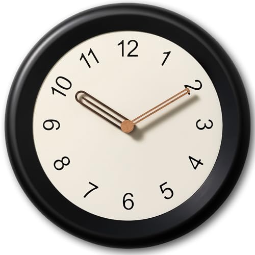 10" Wall Clock Silent Non-Ticking Battery Operated Wood Minimalist | Analog Kitchen Home Bathroom Living Room Bedroom Office Mordern Simple - color: I_black, size: 10 Inch