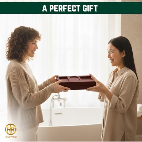 Bamboo Bathtub Caddy Tray Expandable & Foldable Bath Shelfwith Book, Tablet & Wine Holder Adjustable Wooden Bath Tray for Relaxing Spa atHome – Fits Most Tub Sizes. - color: Wood Brown