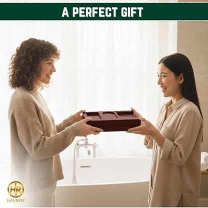 Bamboo Bathtub Caddy Tray Expandable & Foldable Bath Shelfwith Book, Tablet & Wine Holder Adjustable Wooden Bath Tray for Relaxing Spa atHome – Fits Most Tub Sizes. - color: Wood Brown
