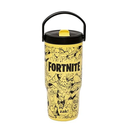 Zak Designs Fortnite Siply 20oz Leak-Proof Flip-Up Straw Insulated Tumbler | BPA Free, Stainless Steel, Handle, Cupholder Friendly, Dishwasher Safe, Kids Water Bottle, Reuseable For School, Home, Travel - color: Fortnite