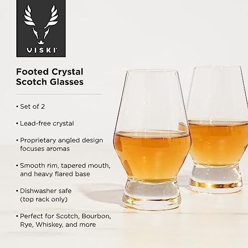 Viski Raye Crystal Scotch Glasses, Set of 2, clear, 8 oz - style: Scotch