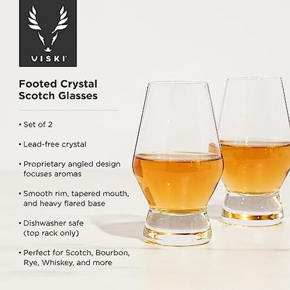 Viski Raye Crystal Scotch Glasses, Set of 2, clear, 8 oz - style: Scotch