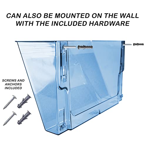 Acrimet Wall Mount Hanging File Organizer Modular, 2 Units, Clear Blue | Fits Letter Size Papers, Hangers/Hardware Included, Office Desk Cubicle Pocket Storage, Plastic