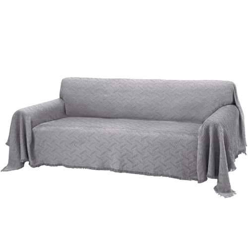 Rose Home Fashion Geometrical Throw Sofa Cover Blanket, Washable Couch Covers for 3 Cushion Couch Sofa Pet Friendly, Furniture Protector for Dogs (X-Large, Light Grey) - color: Light Grey, size: X-Large